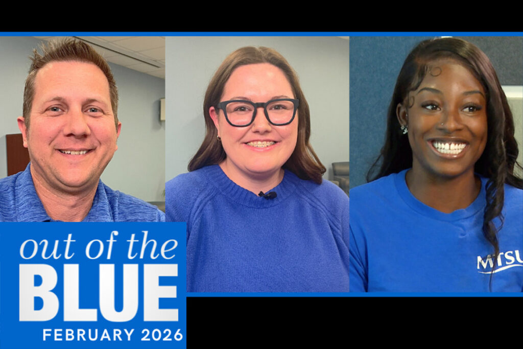 Dr. Kevin Krahenbuhl, Caroline Haynes, and student Autumn Claybrooks